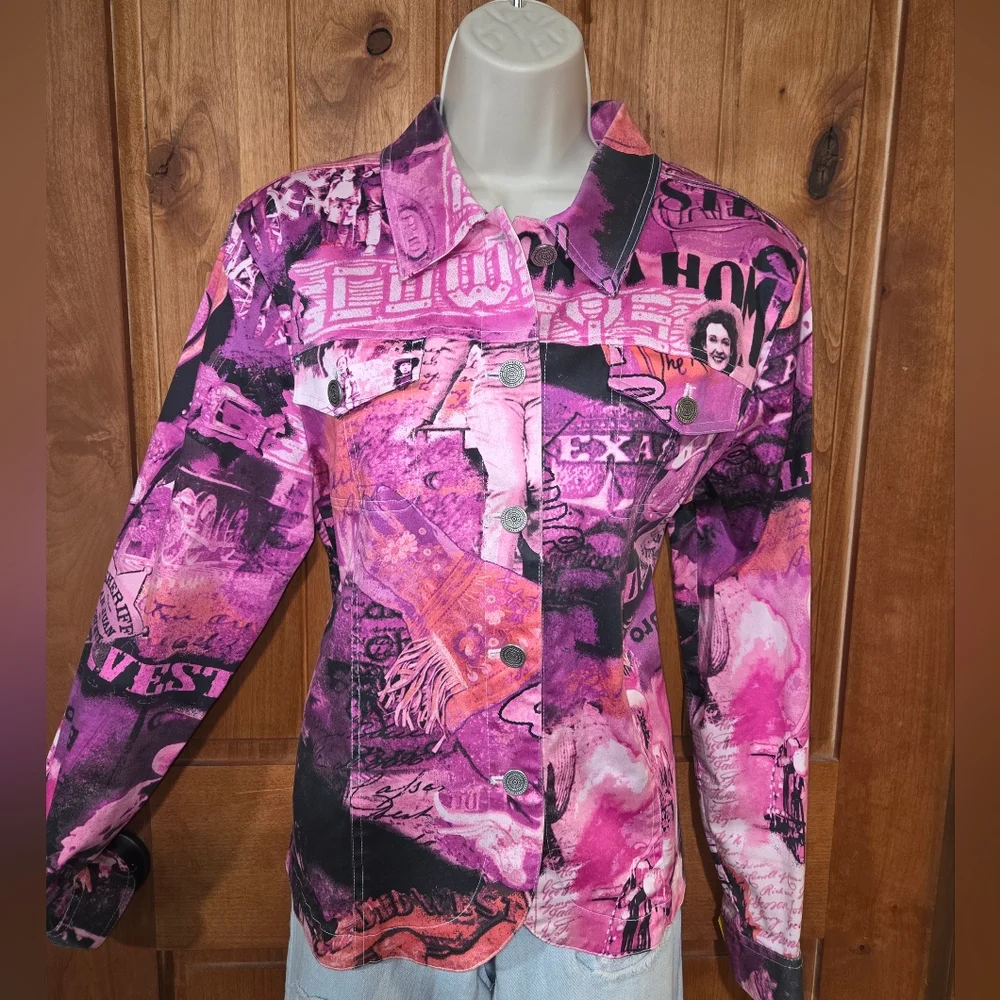Vintage Vibrant‎ Pink Graphic Jean Jacket